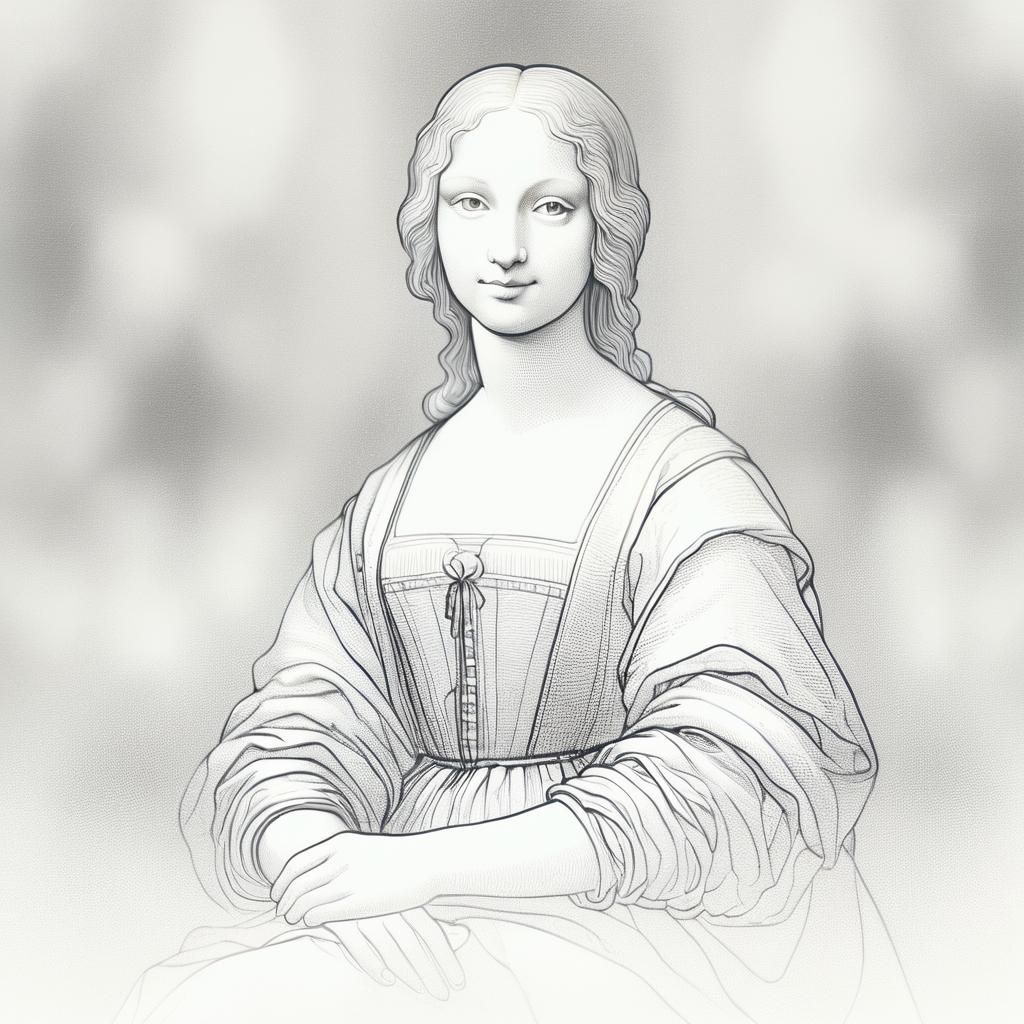 Simple Minimalist Art Line Drawing - Mona Lisa