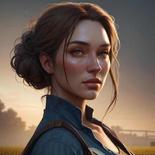 Detailed Portrait of a Farmer Girl in Splash Art Style