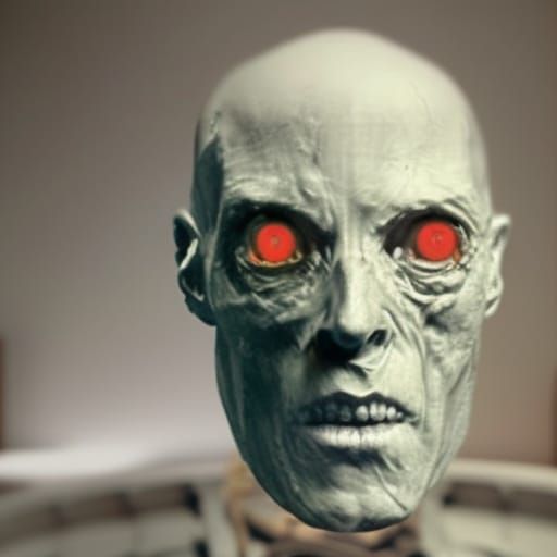 Hyperrealistic Head in a Box, Horror Art