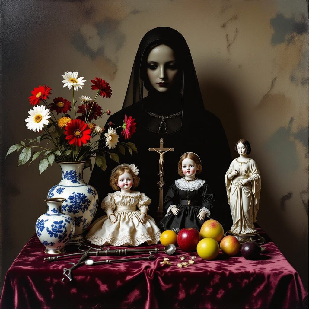 Surreal Still Life with Medical Tools in Sepia Tone