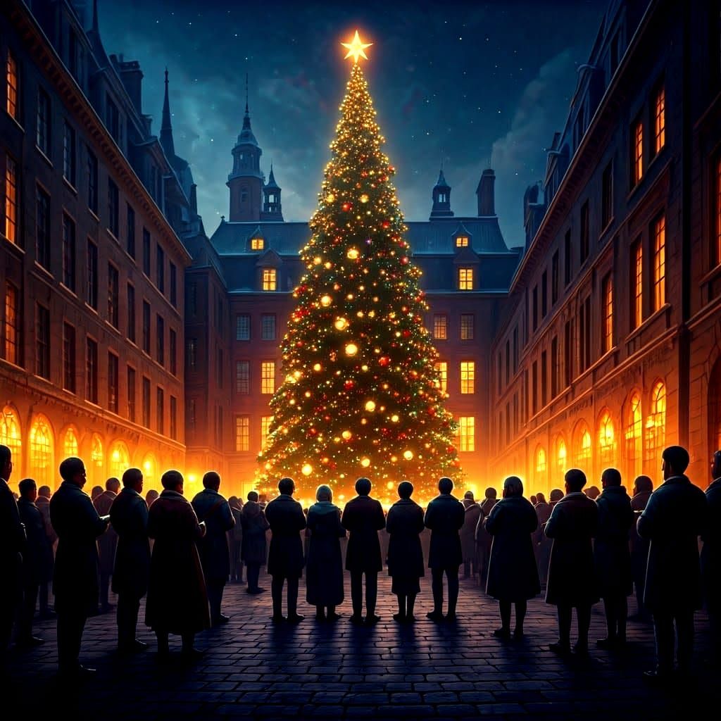 Town Christmas Joy in Vibrant Colors