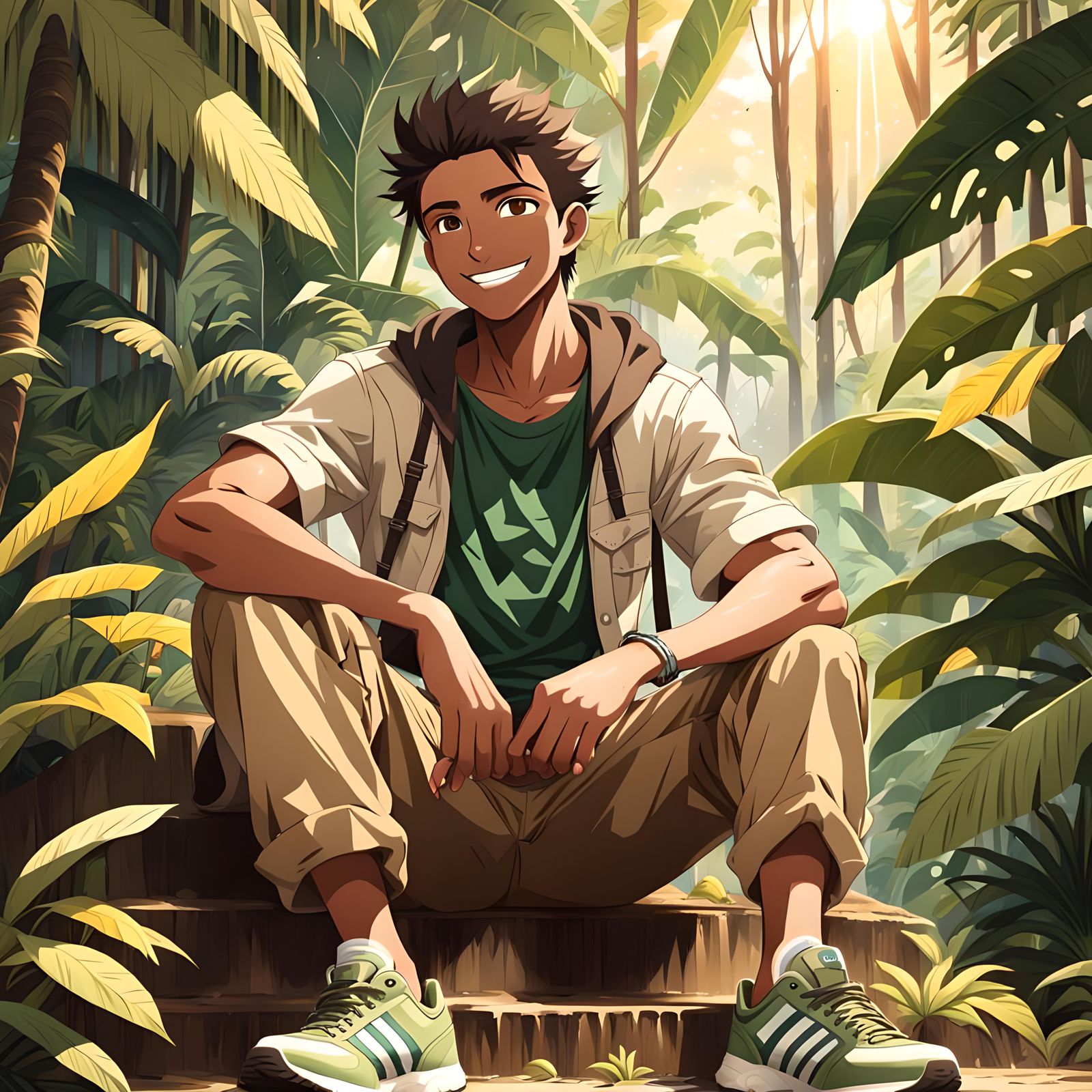 Anime Boy in the Amazon Rainforest