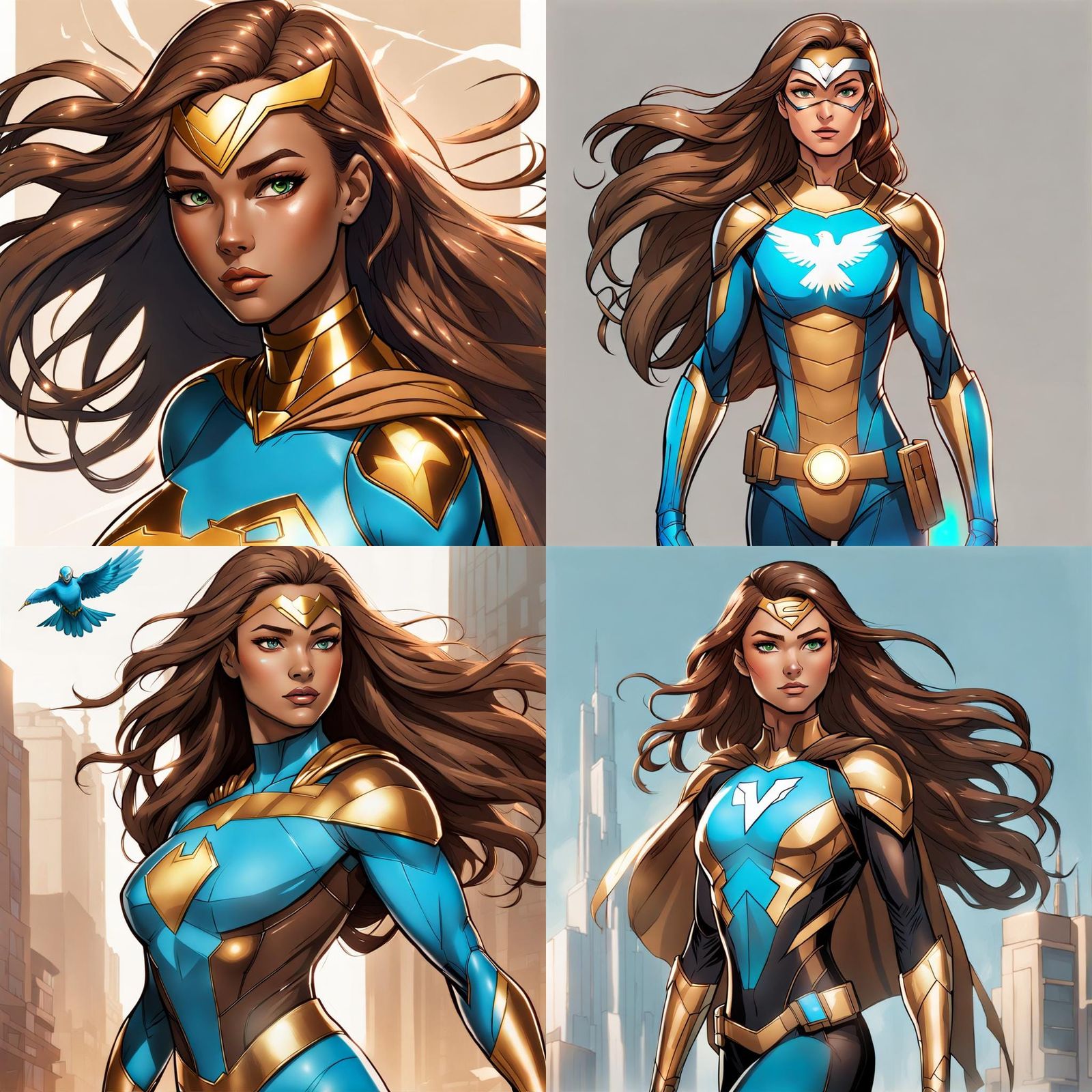 Teen Superheroine with Bird Emblem