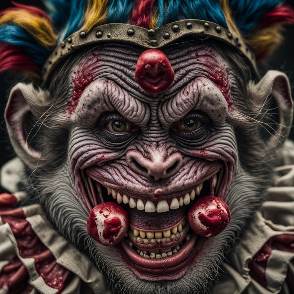 Cyberpunk Zombie Monkey in Close-Up Portrait