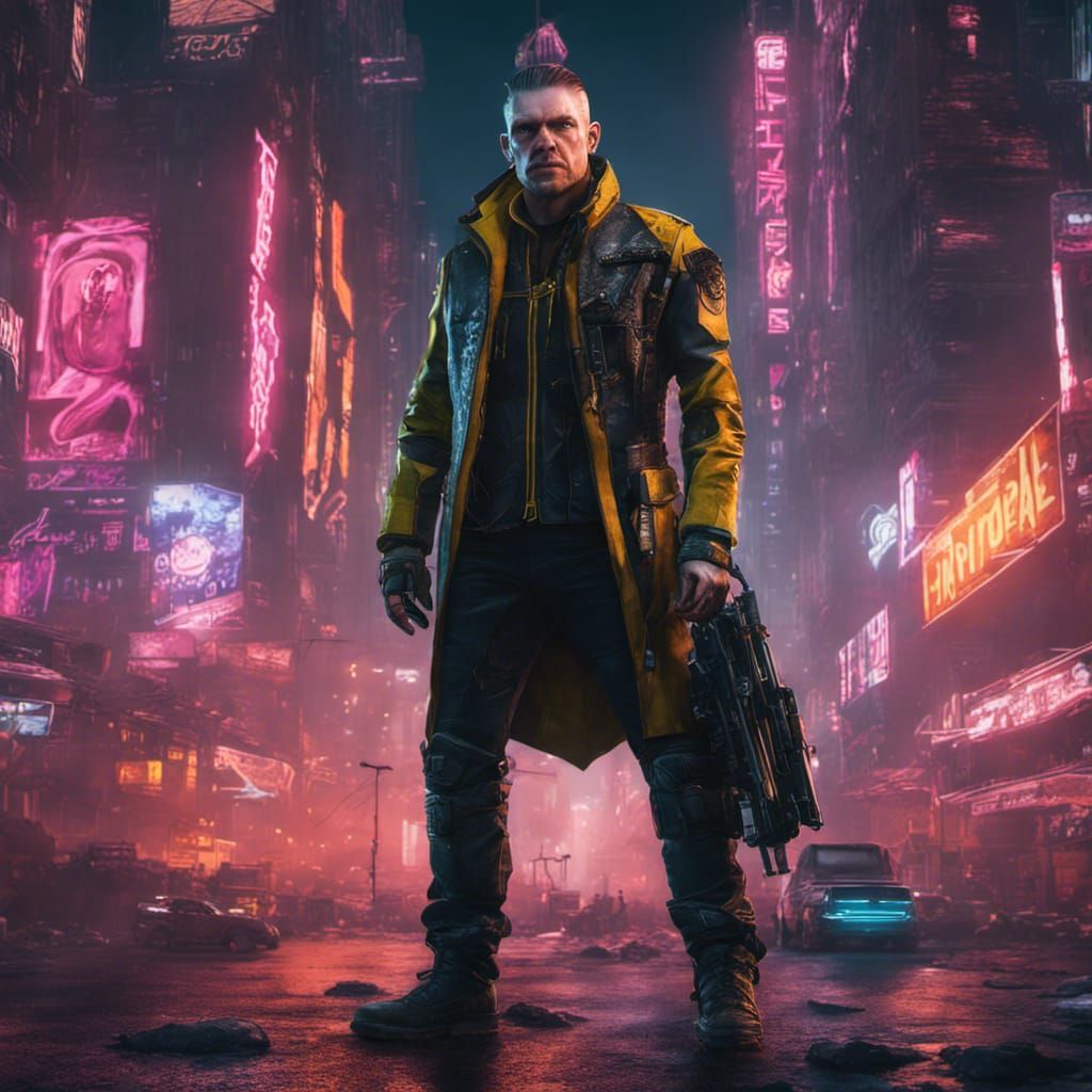 Singer in Cyberpunk Outfit: Detailed Matte Painting