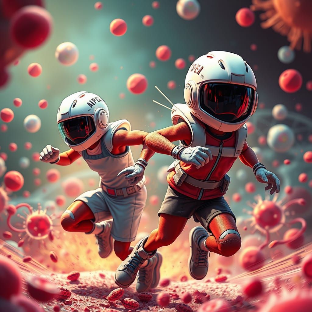 Hyperrealistic Cellular Athletes in Action