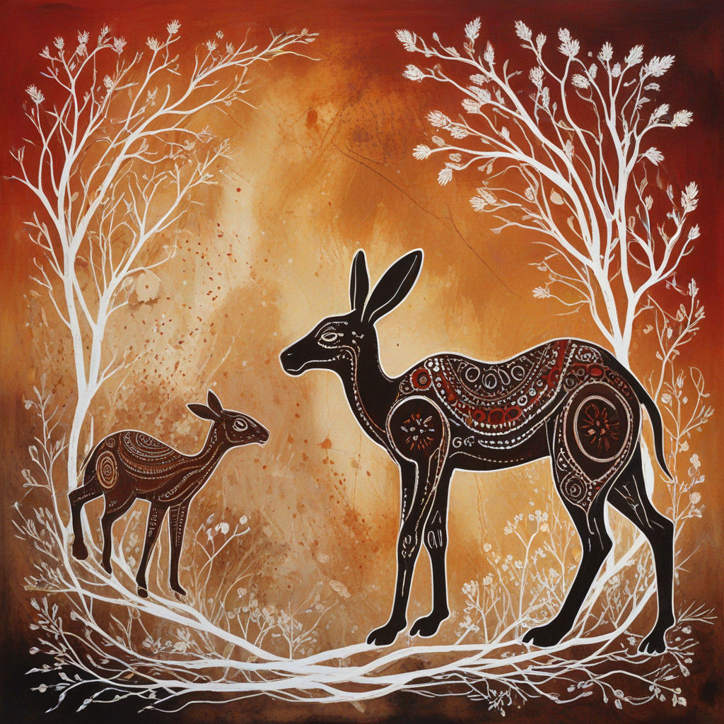 Contemporary Australian Aboriginal Dreamscapes in Earthy Ton...