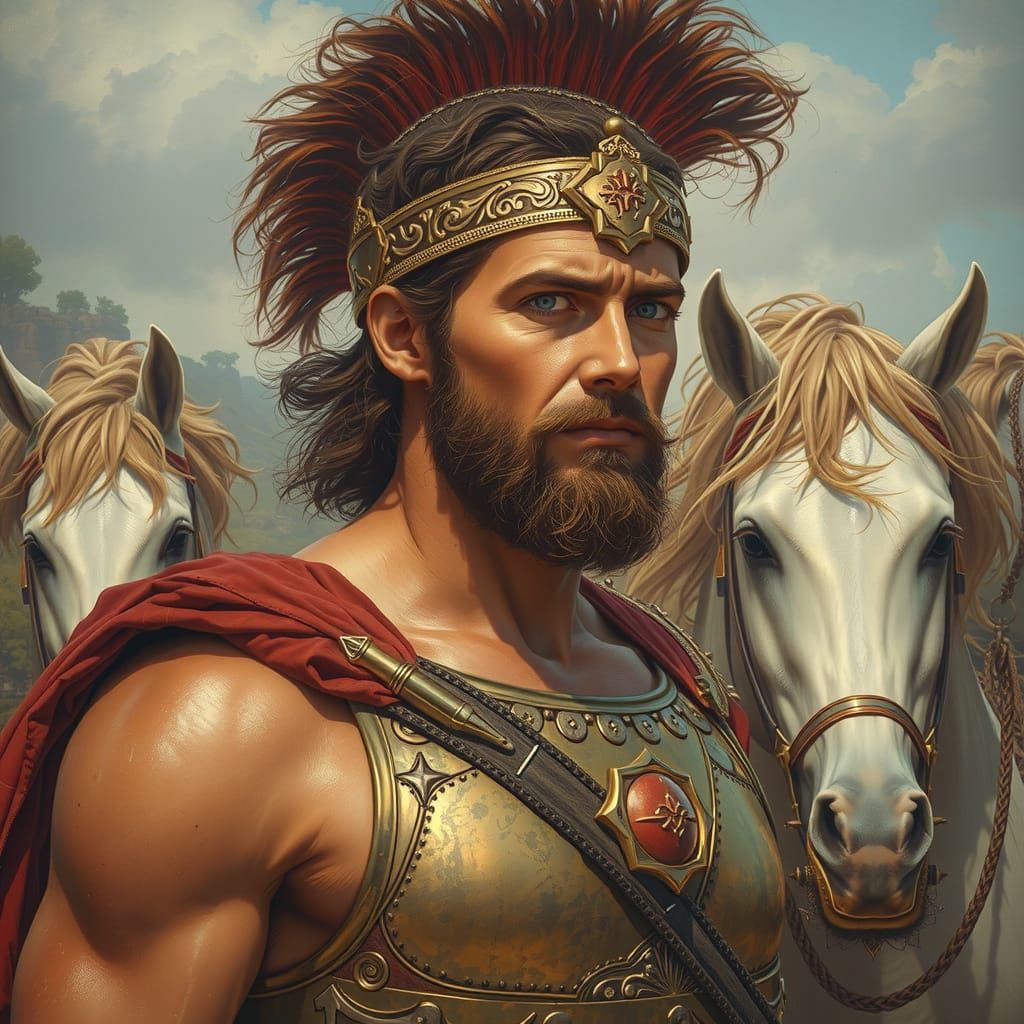 Epic Portrait of Hector Prince of Troy in Regal Bronze Armor