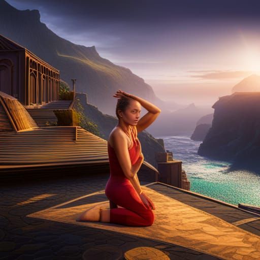 Detailed Matte Painting of Morning Yoga