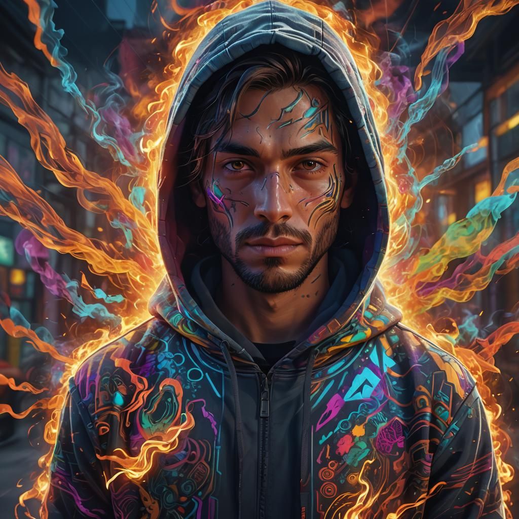 Smoky Wheels Portrait with Dynamic Lighting