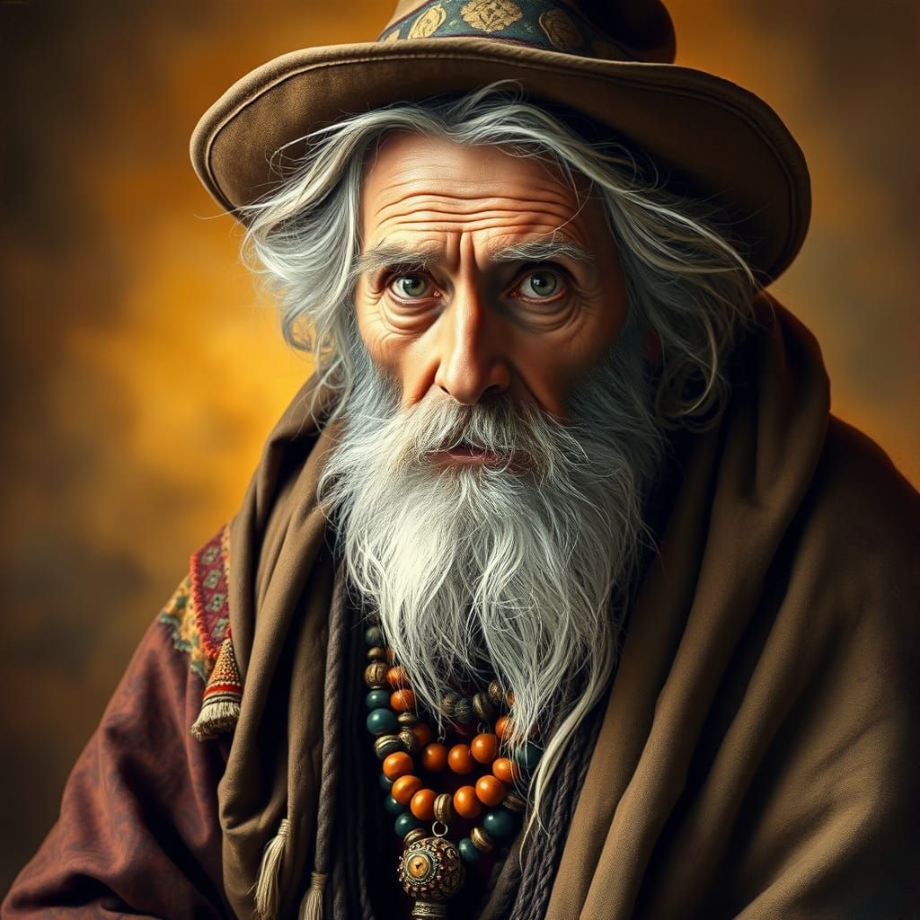 Weathered Gypsy Man in Warm, Golden Light