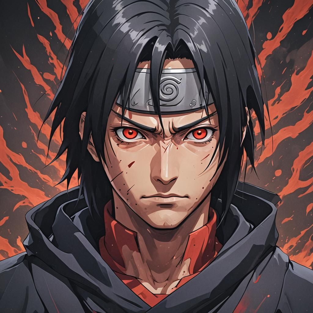 Itachi Uchiha in Cel-Shaded Anime Style
