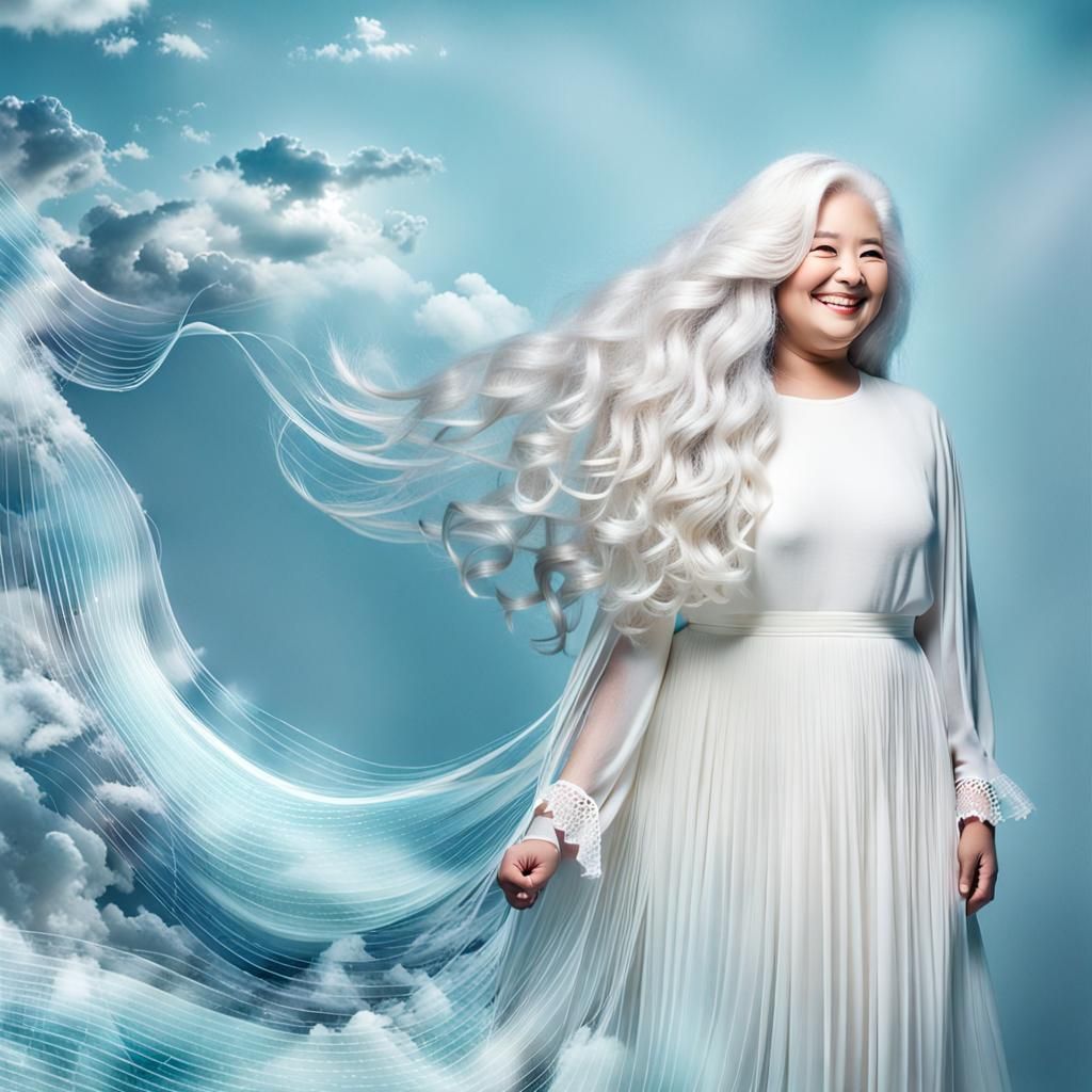 Surreal Woman Transformed into Clouds