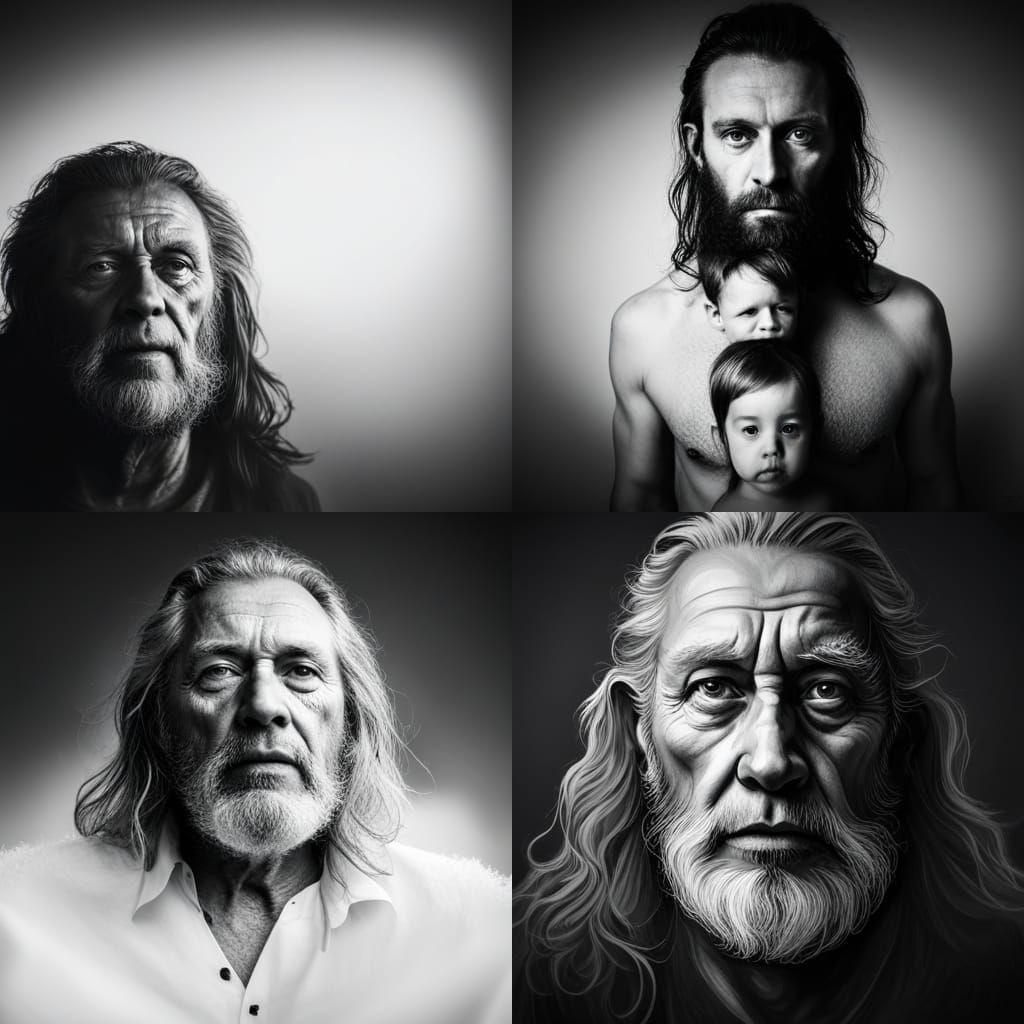 Sasquatch Family: Black and White Stencil Portrait