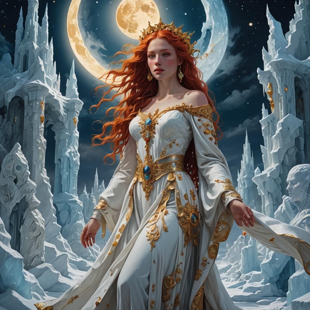 Goddess in Icy Landscape: Baroque Fantasy Art