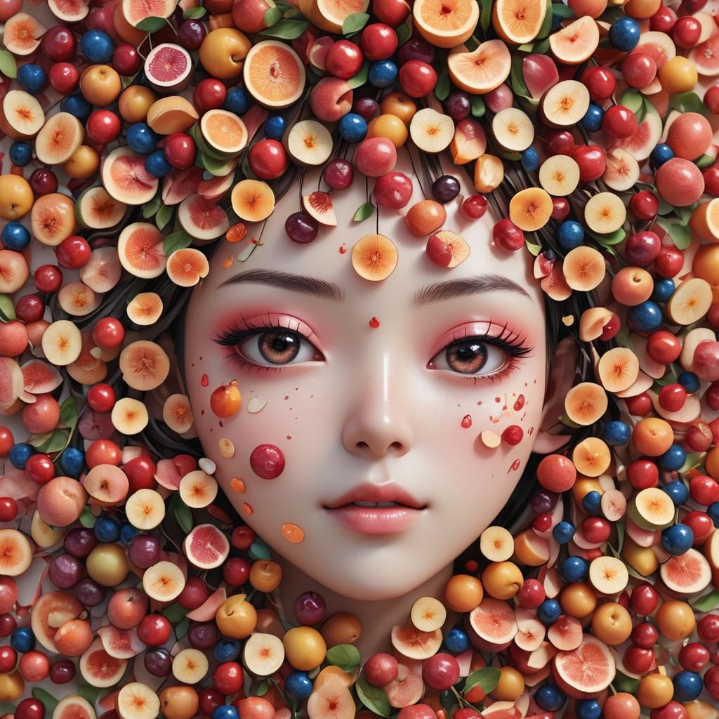 Fruit Face in Digital 3D Anime Art