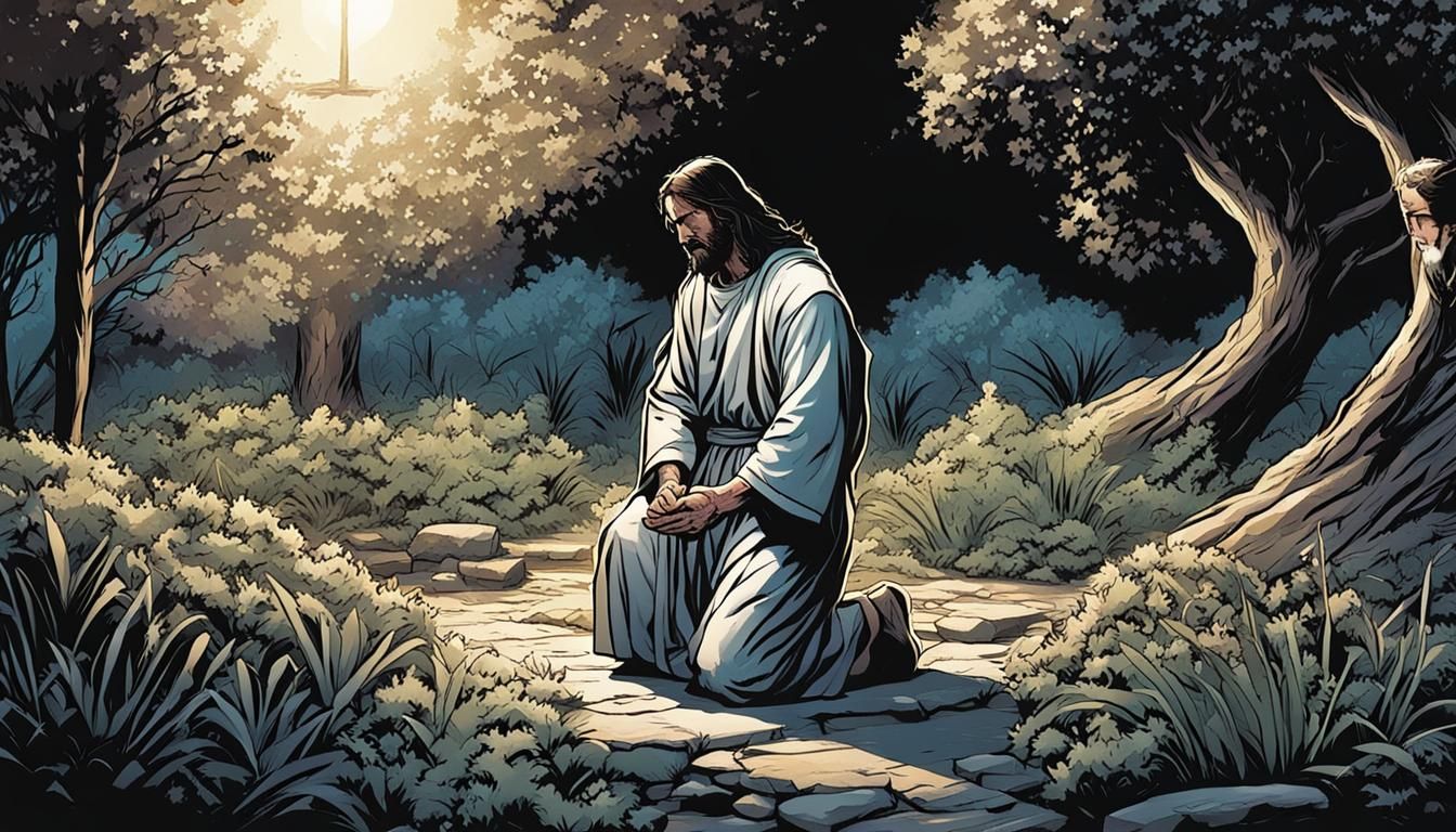 Jesus Praying in Gethsemane: Comic Book Art
