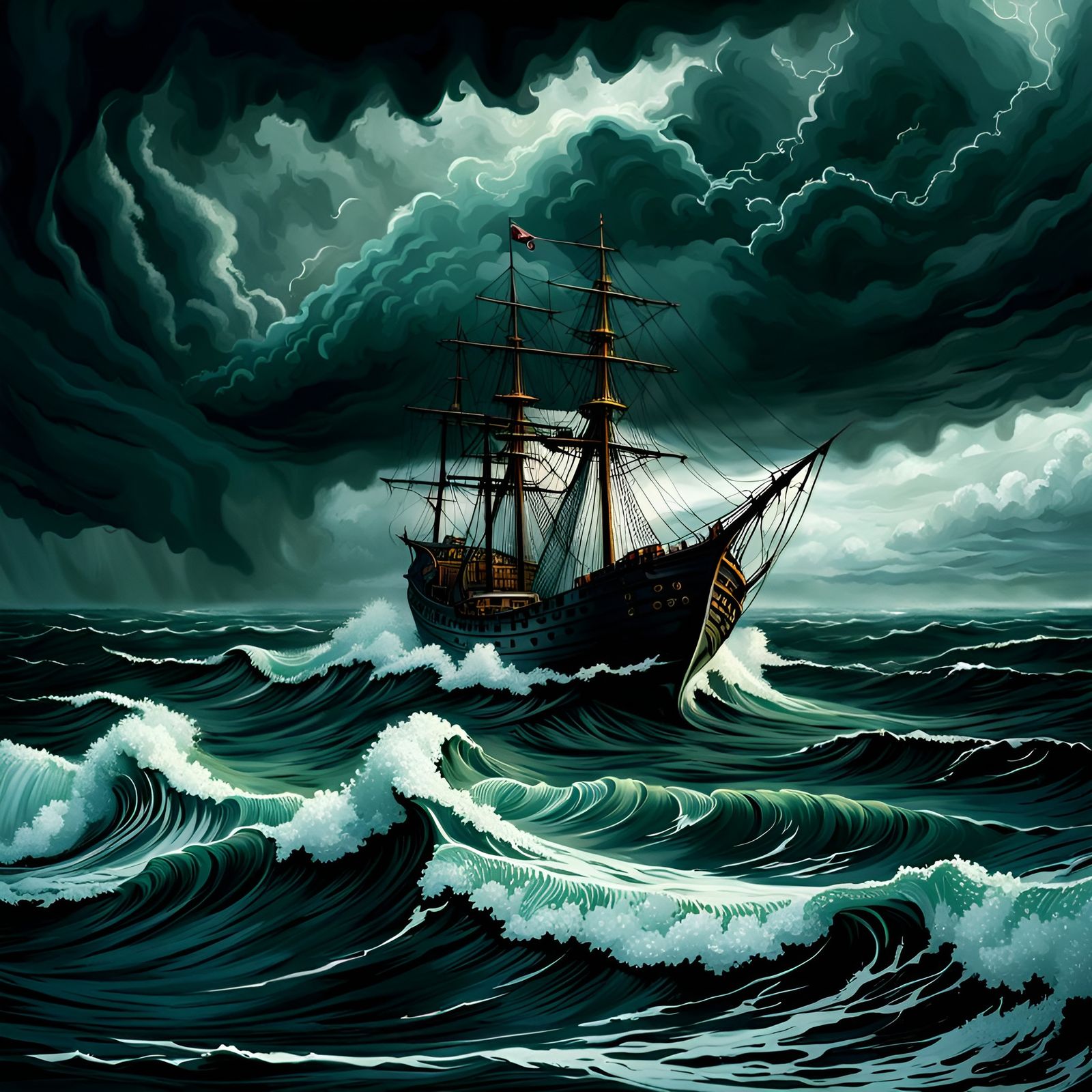 Cthulhu Rises from Stormy Depths