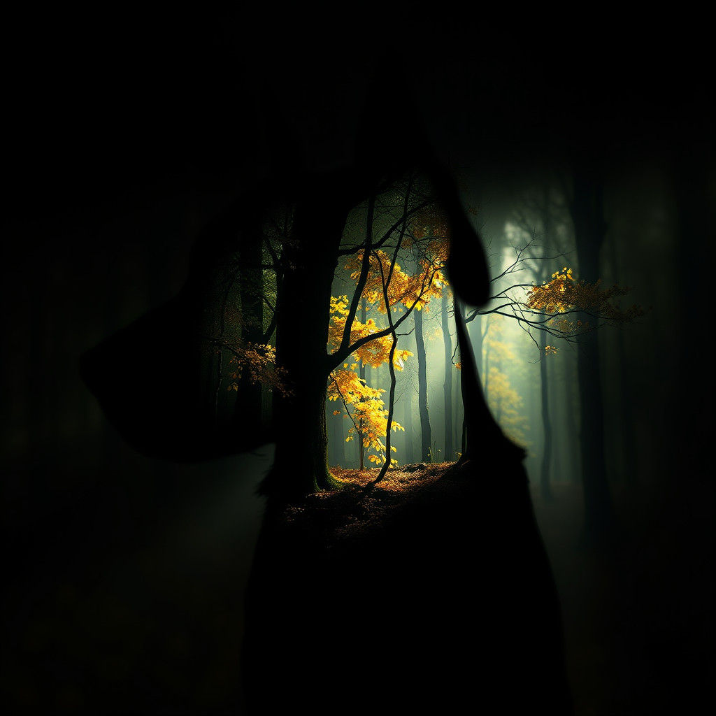 Dog Shadow Reveals Mystical Forest in Hyperrealistic Style