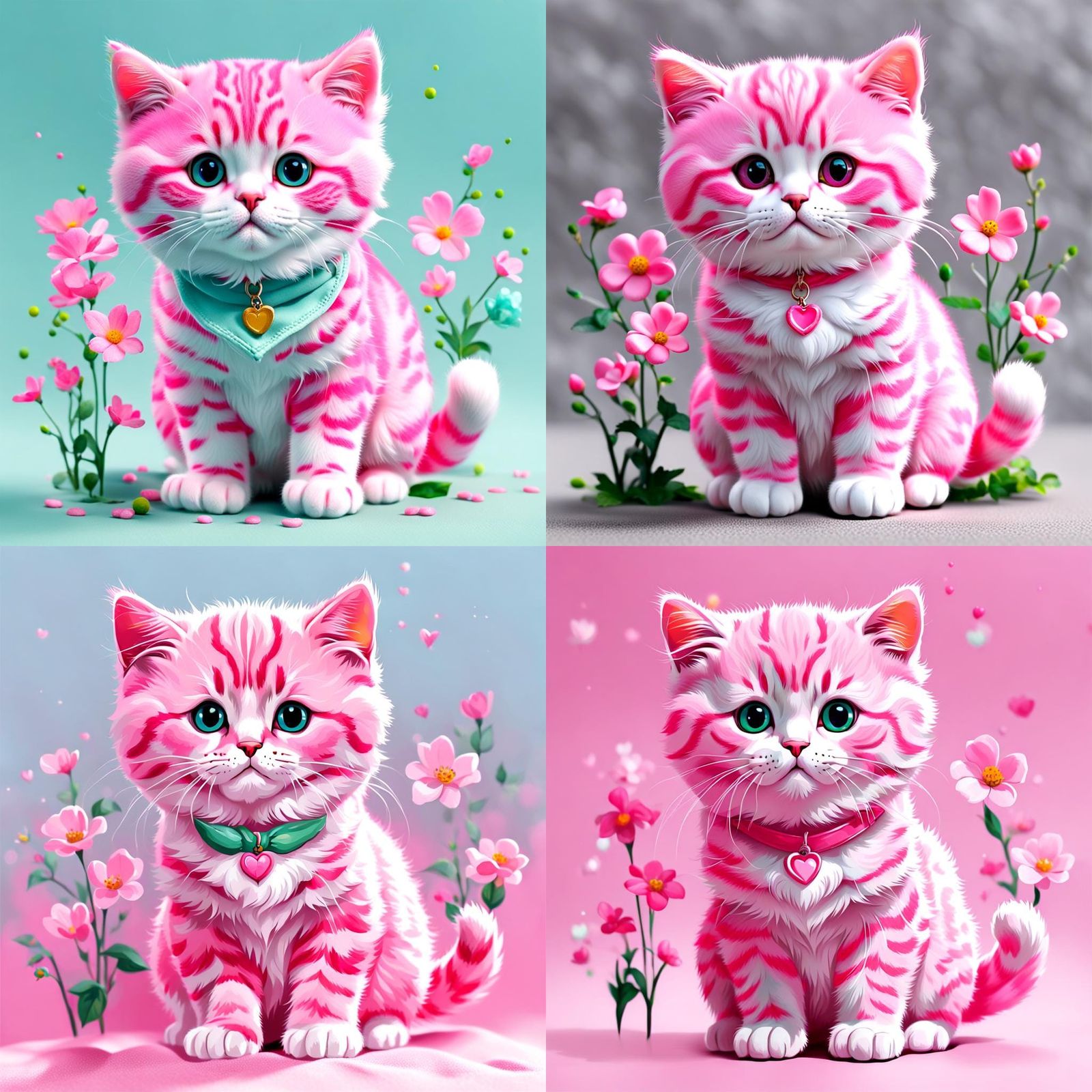 Cute Pink Cat Generated by AI