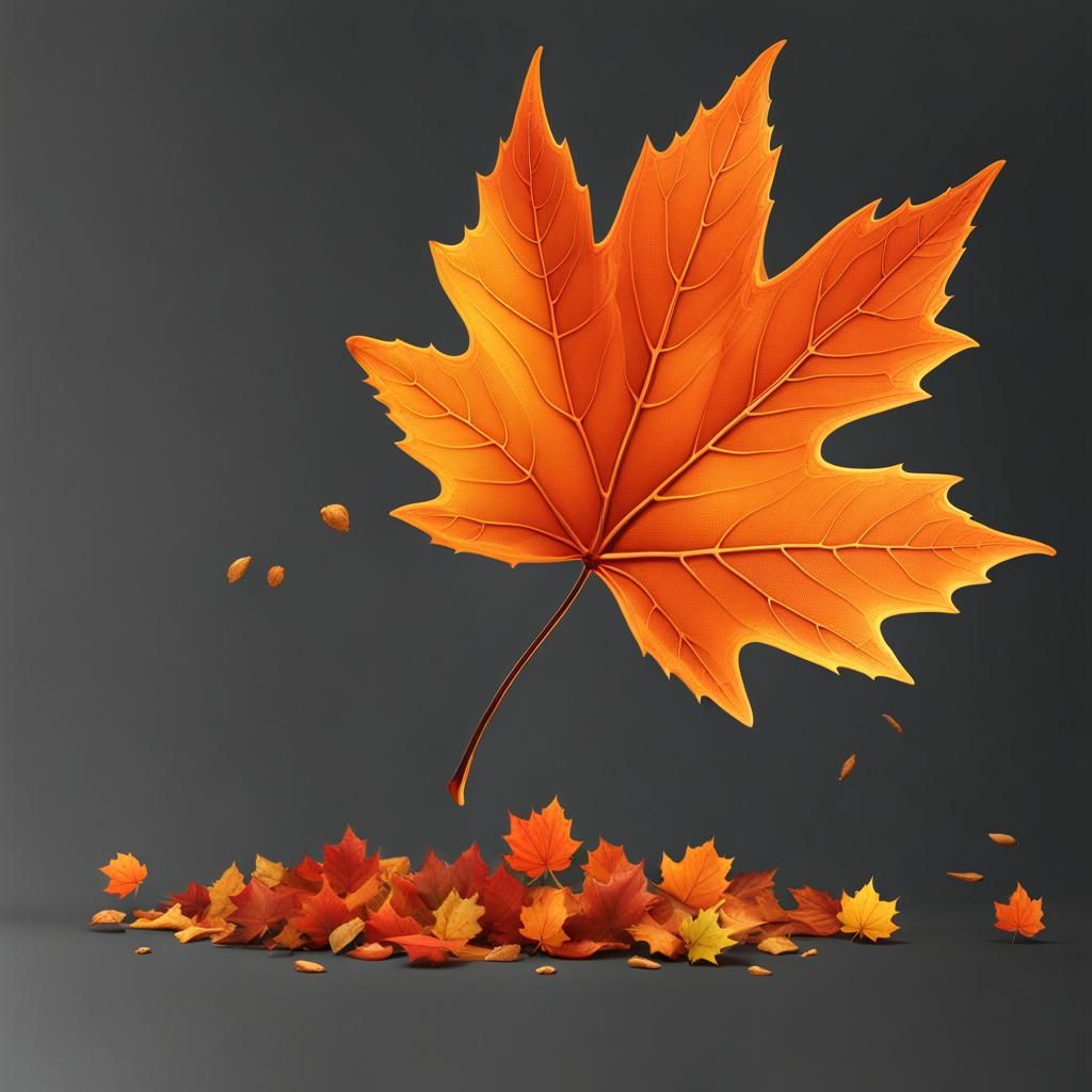 Autumn Maple Leaves Falling in Forest: Detailed Matte Painti...
