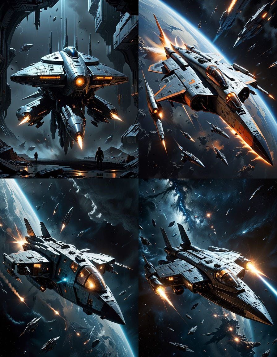 Silver Dagger Space Freighter in Cinematic Orbit