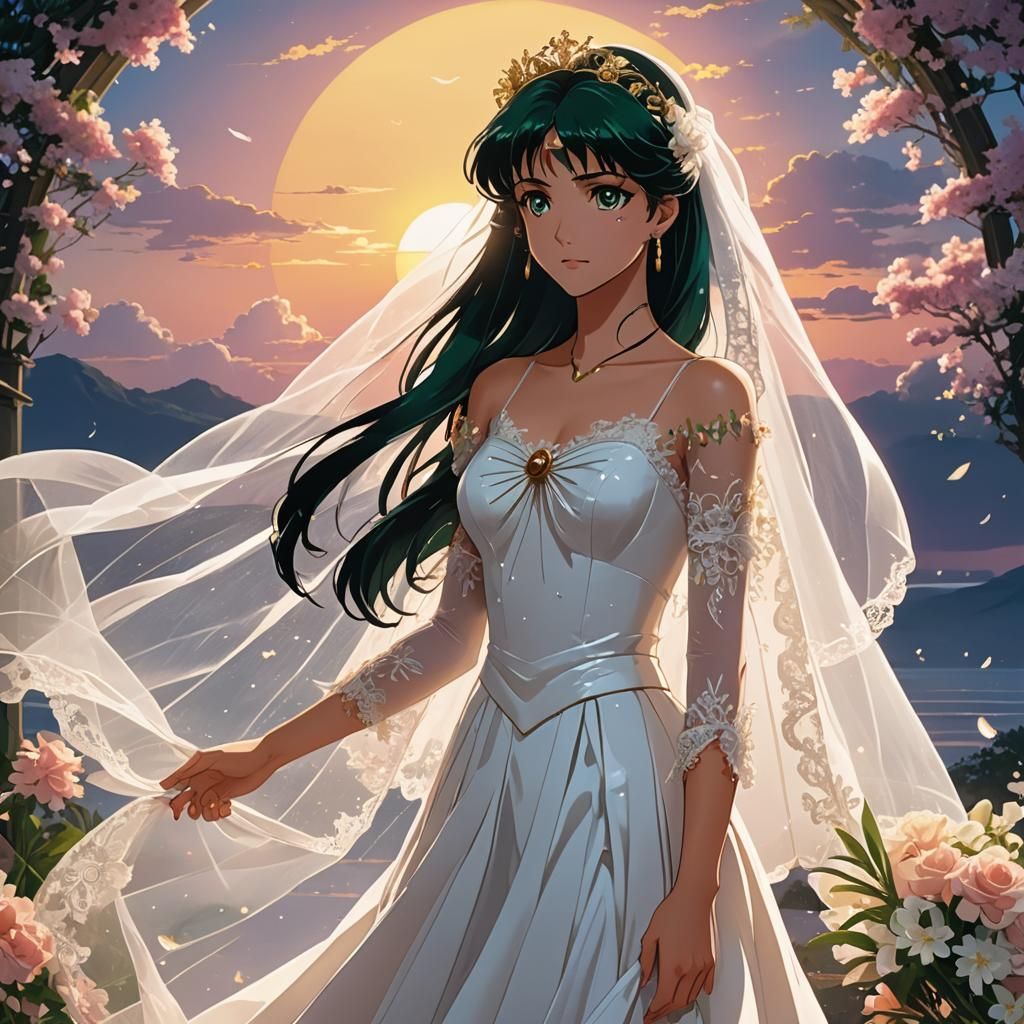 Sailor Pluto as Radiant Manga-Style Bride