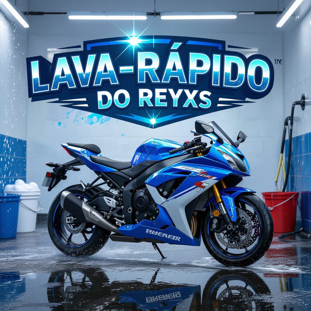 Motorcycle Wash Logo "Lava-Rápido do Reyxs"