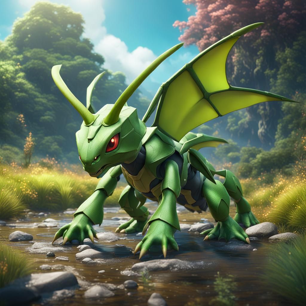 Scyther Pokemon: Detailed Matte Painting
