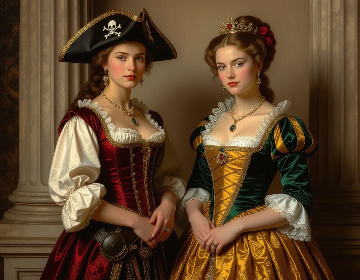 Renaissance Masterpiece: Pirate Woman Meets 1600s Lady