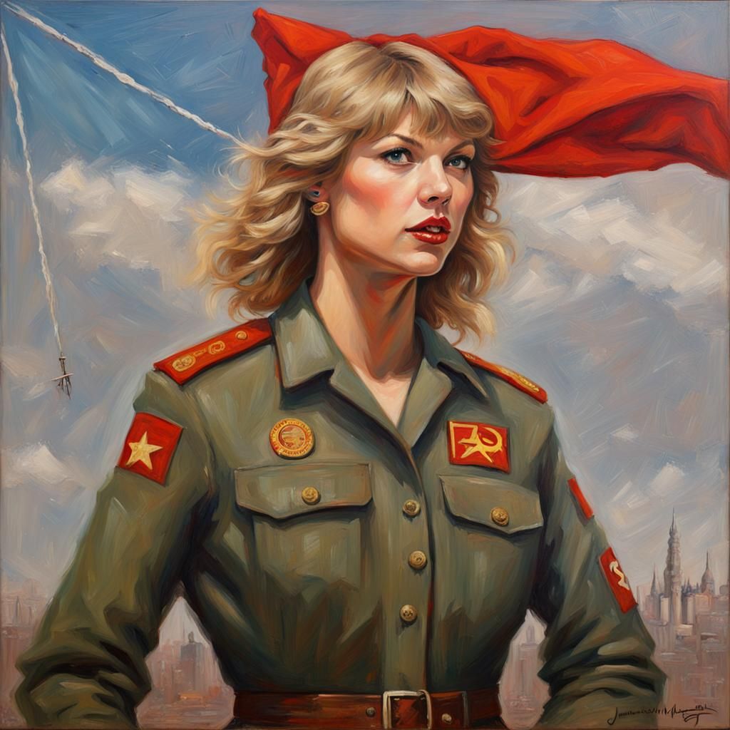 Soviet Taylor Swift as Oil Painting
