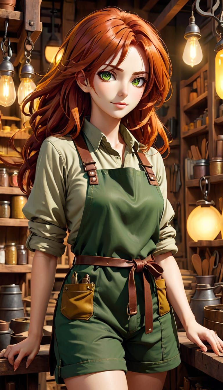 Gorgeous Anime Blacksmith Girl Shines in Her Fantasy Shop