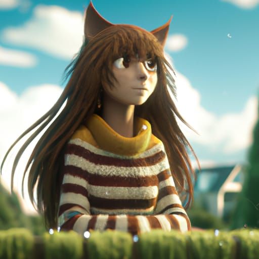 Anthropomorphic Cat in Anime Key Visual Style