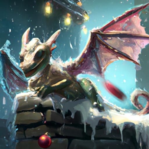 Cute Christmas Dragon Digital Art in 8k