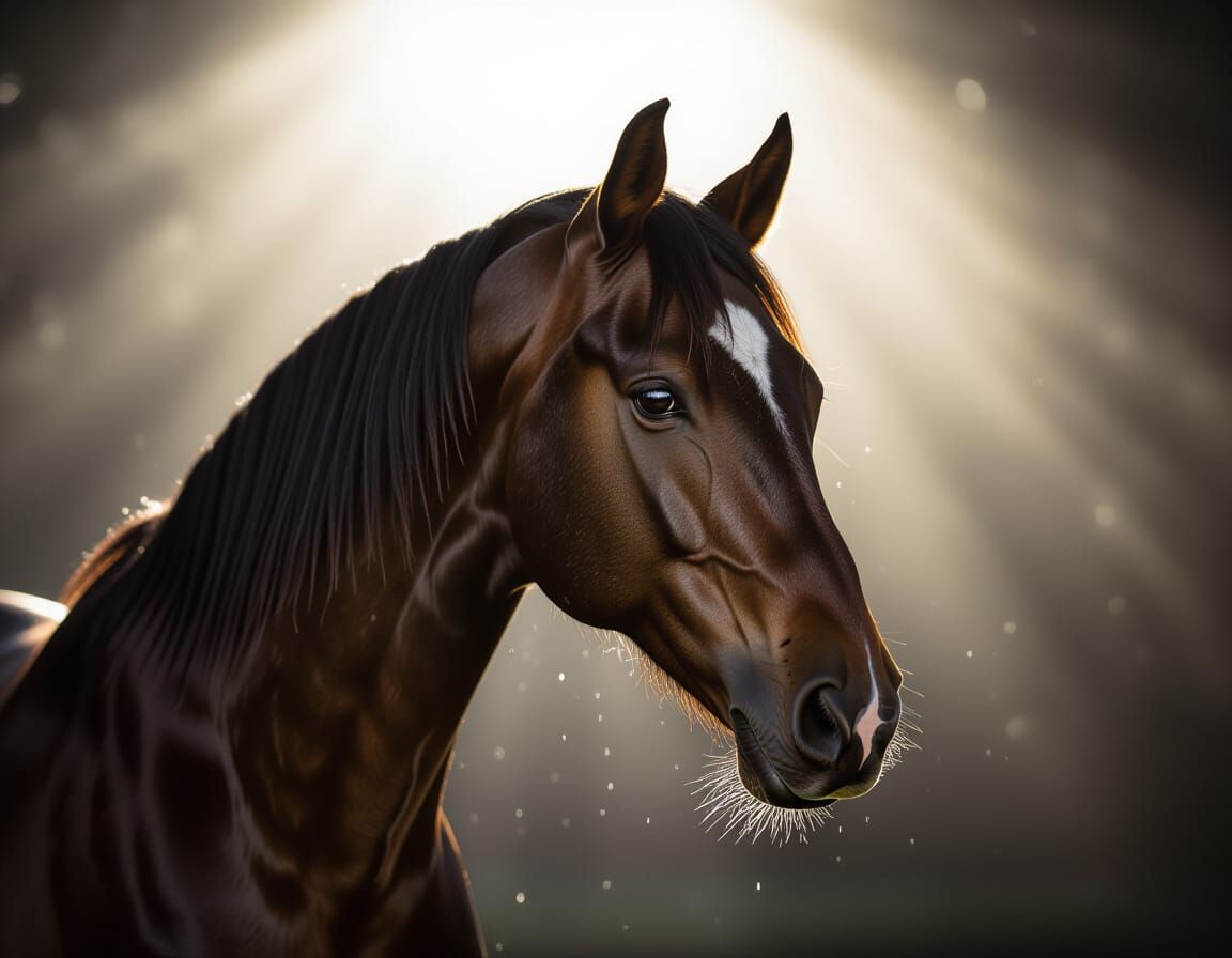 Dramatic Backlit Portrait of a Horse