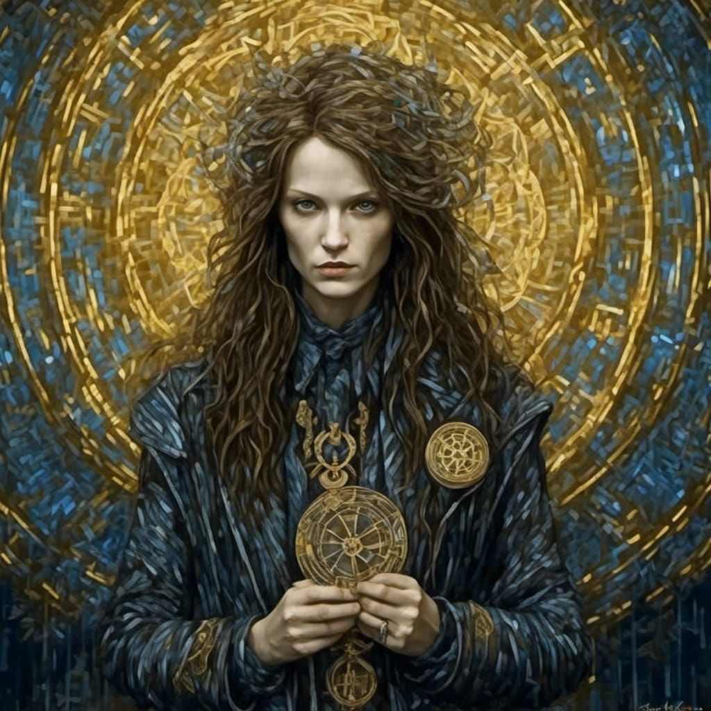 Time-Traveling Cosplayer in Neon Vortex, Hyperreal Style