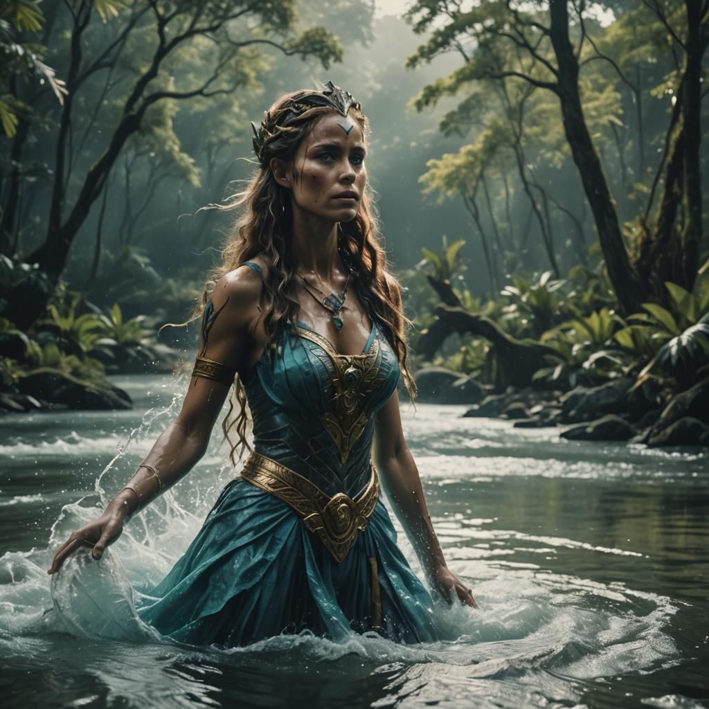 Cinematic Water Goddess in Dramatic Lighting