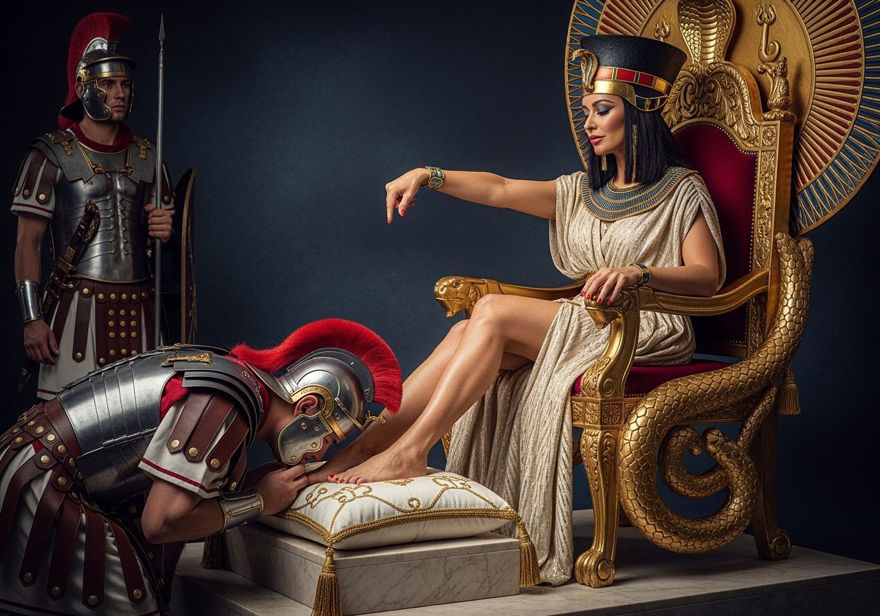 Regal Egyptian Queen on Gold Throne, Professional Photograph...