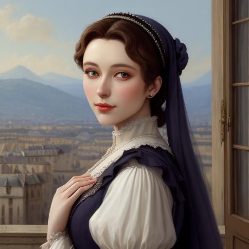 Regence Era Woman in Detailed Matte Painting