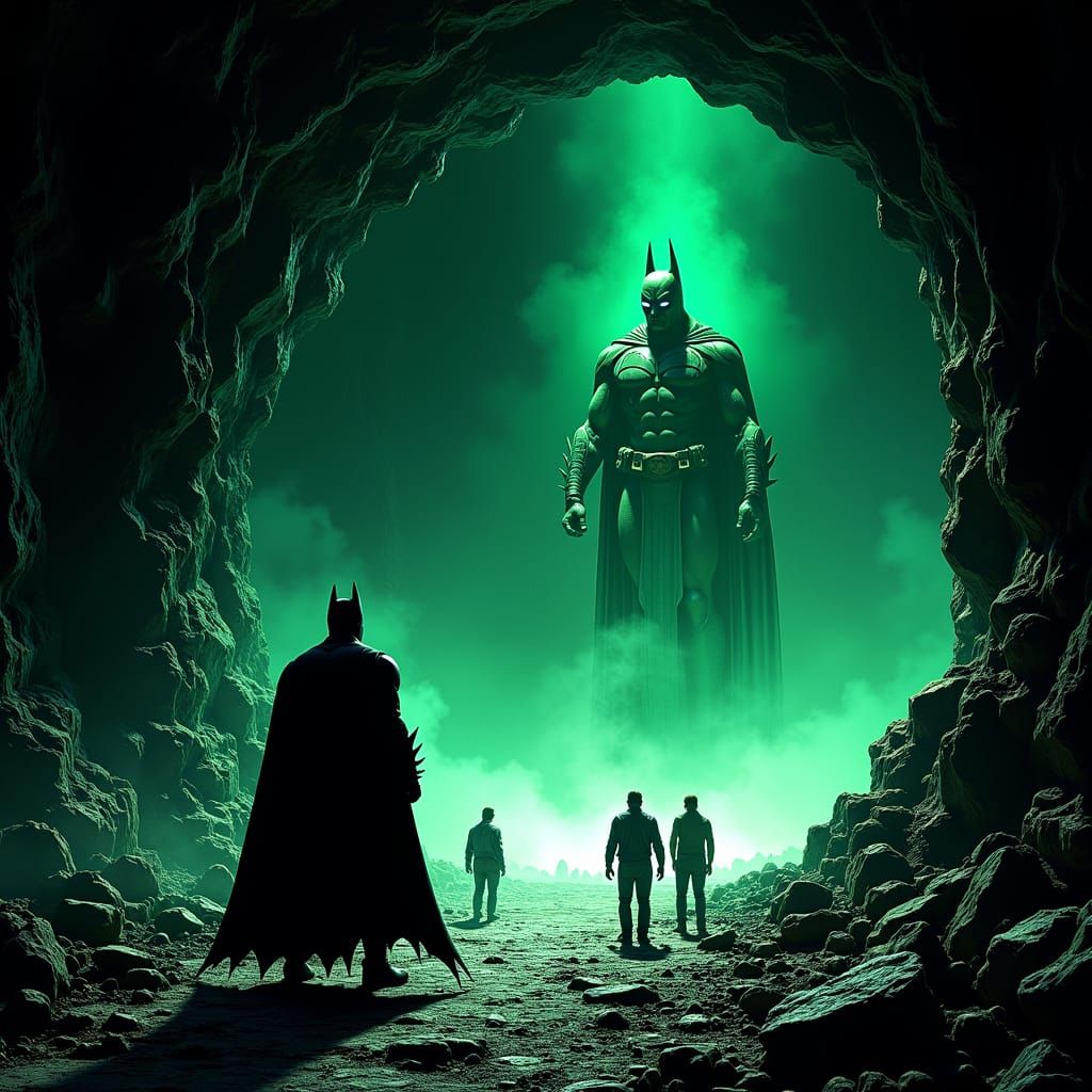 Batman Discovers Ancient Ruins in the Batcave: Comic Art