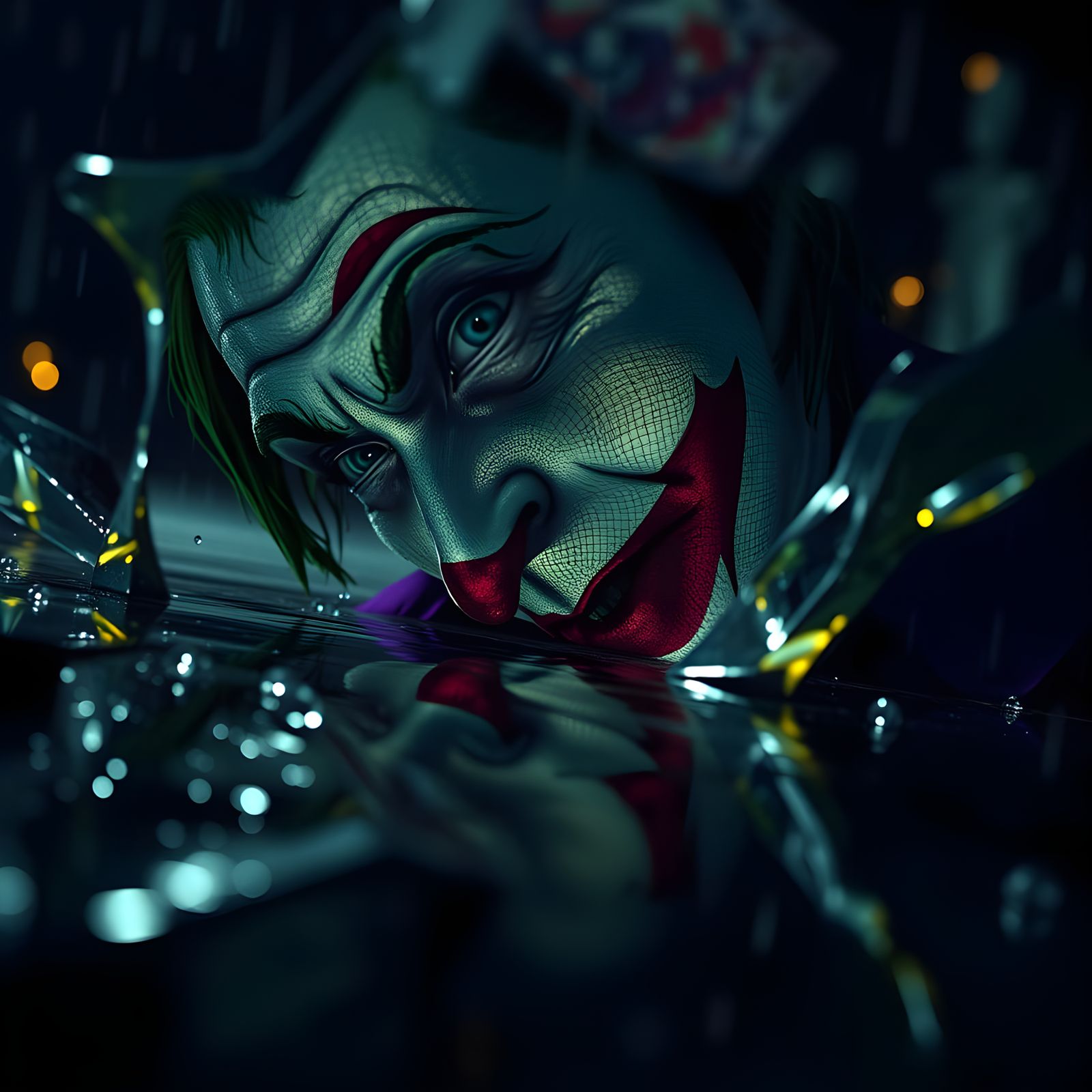 Joker's Distorted Reflection: Dark Fantasy Concept Art