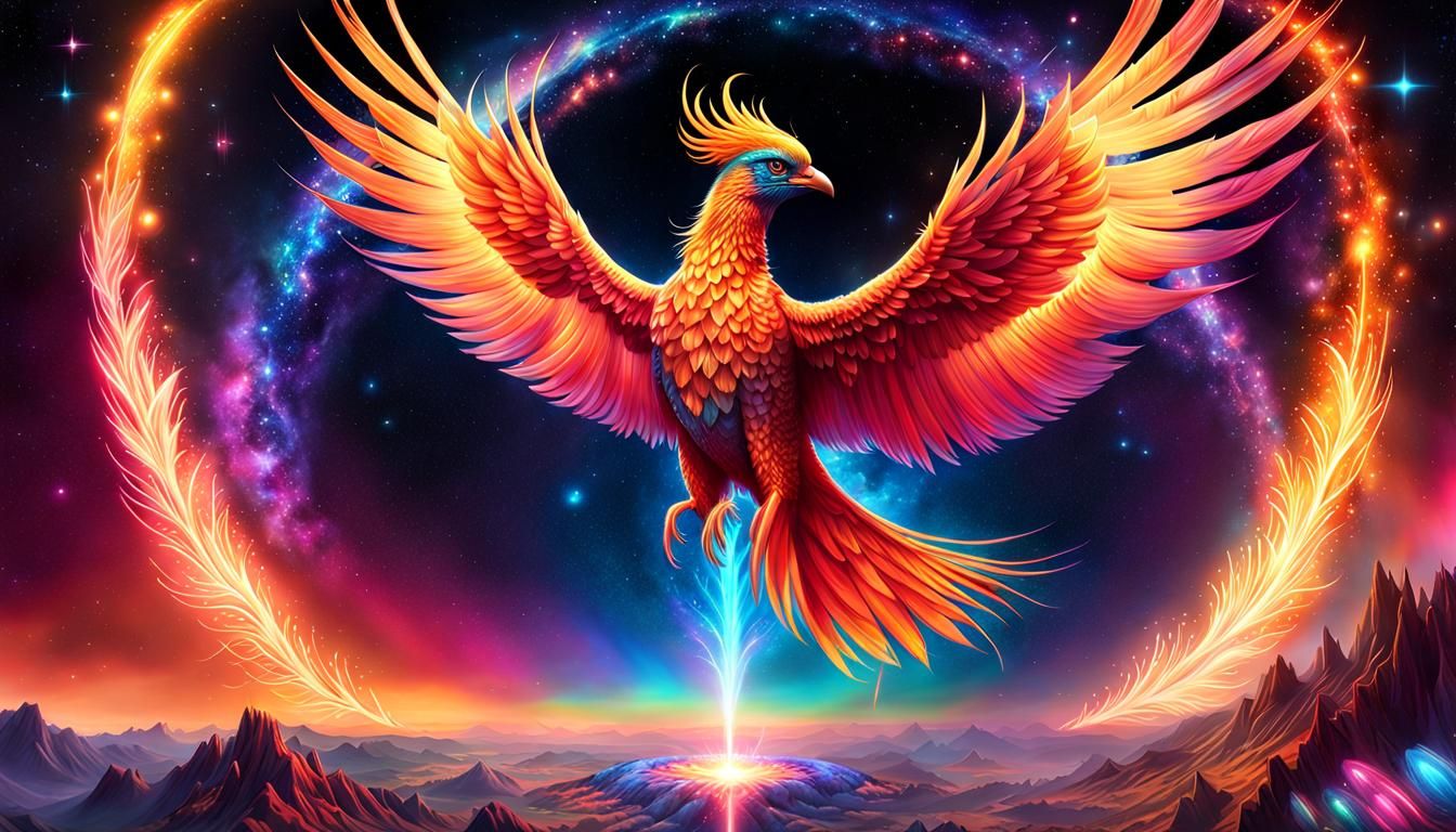 Fiery Phoenix Soars Through Galaxy Arch