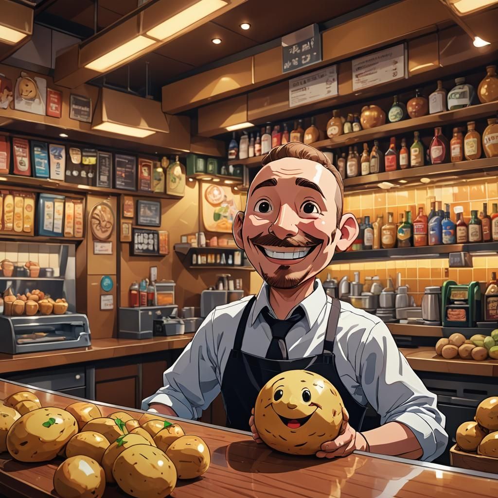 Potato Head Bar Manager in 3D Anime Art
