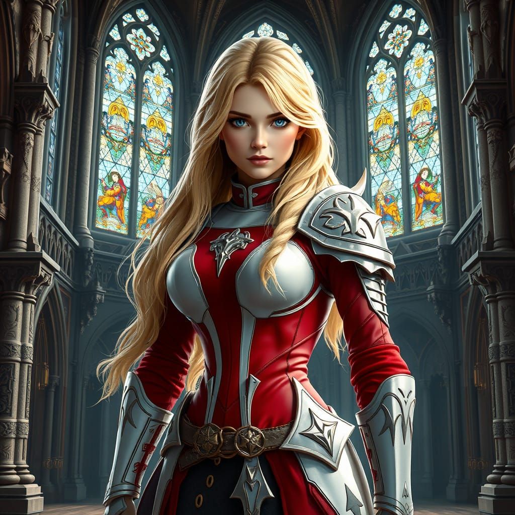 Golden Knight in Medieval Castle Grandeur