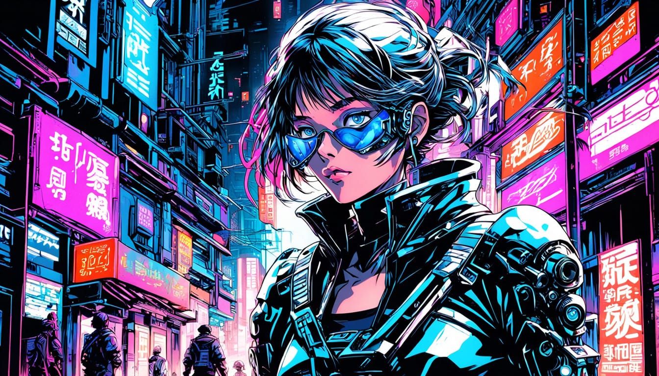 Cyberpunk Samurai in a Neon Cityscape