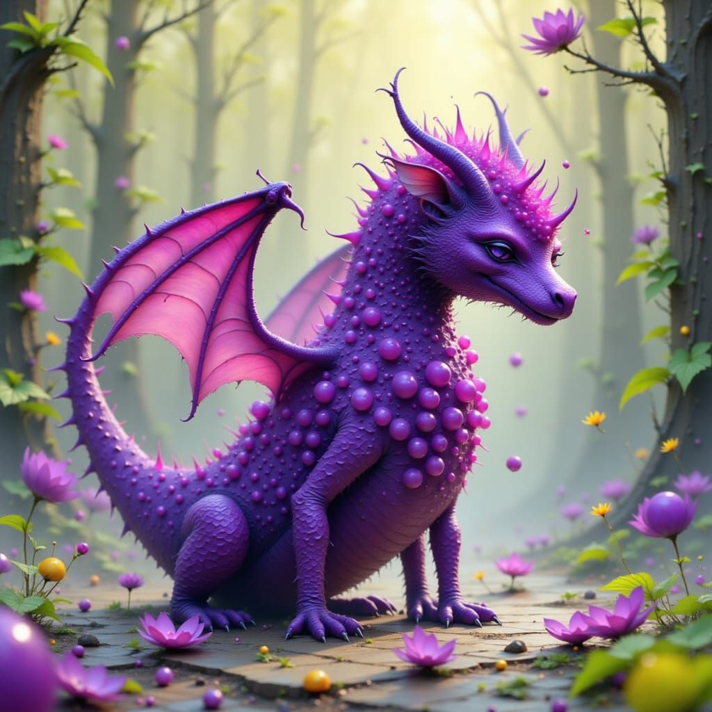 Grape-Dragon Hybrid in Loish, Stalenhag, and Bradley Style