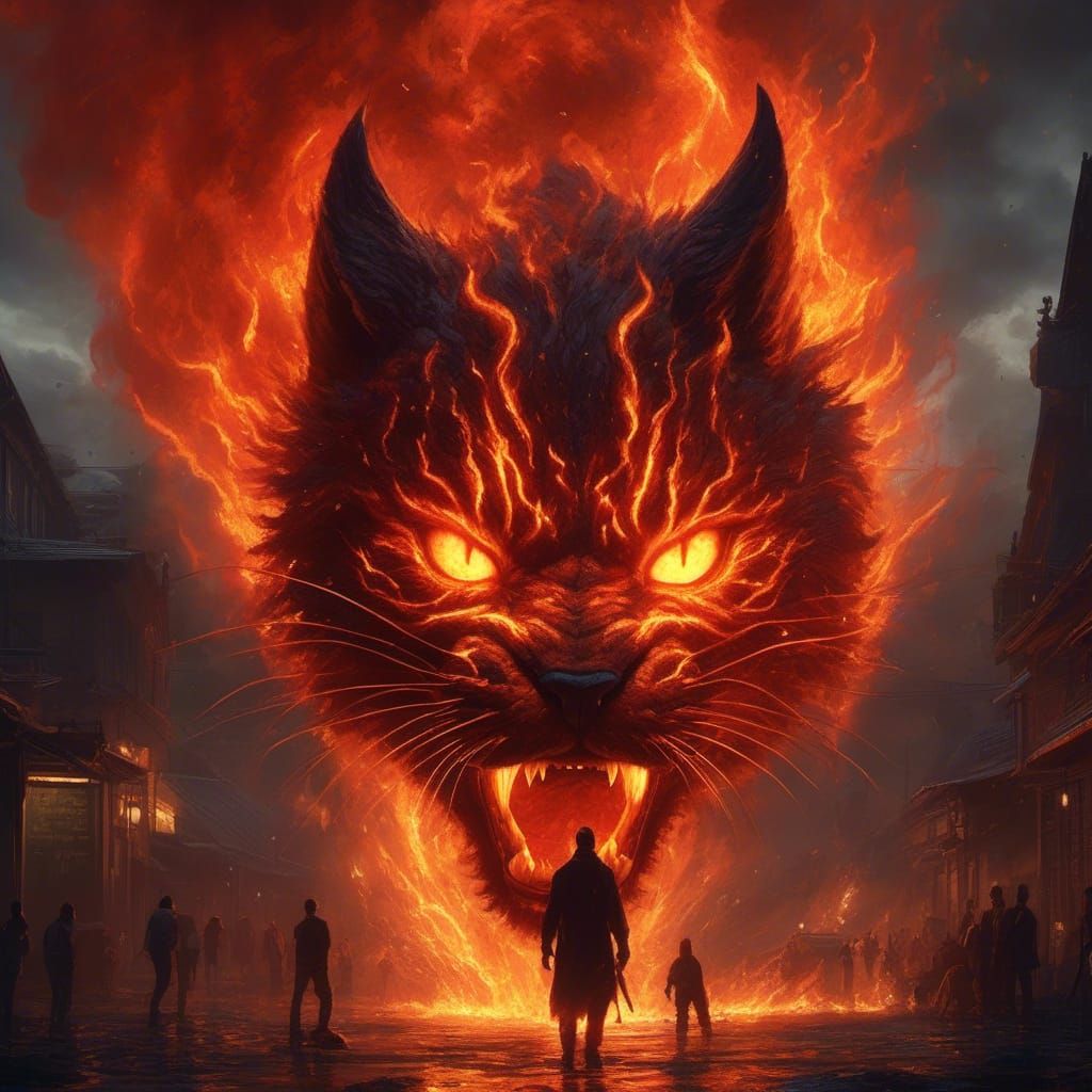 Evil Lava Demon Cat Laughing Insanely