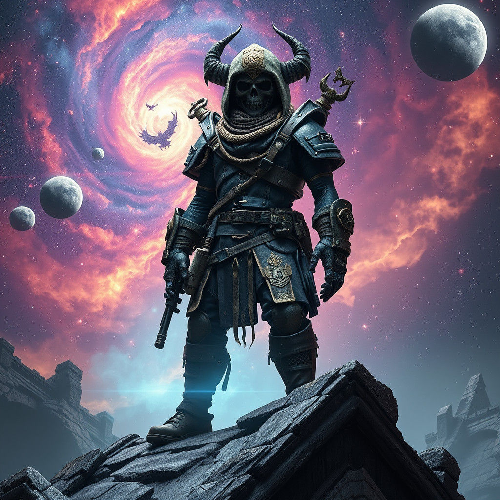 Cosmic Renegade Raider in Galaxy, Digital Art