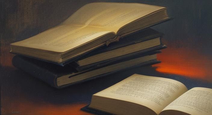 Ethereal Landscape Reflected in Open Book, Rembrandt Style