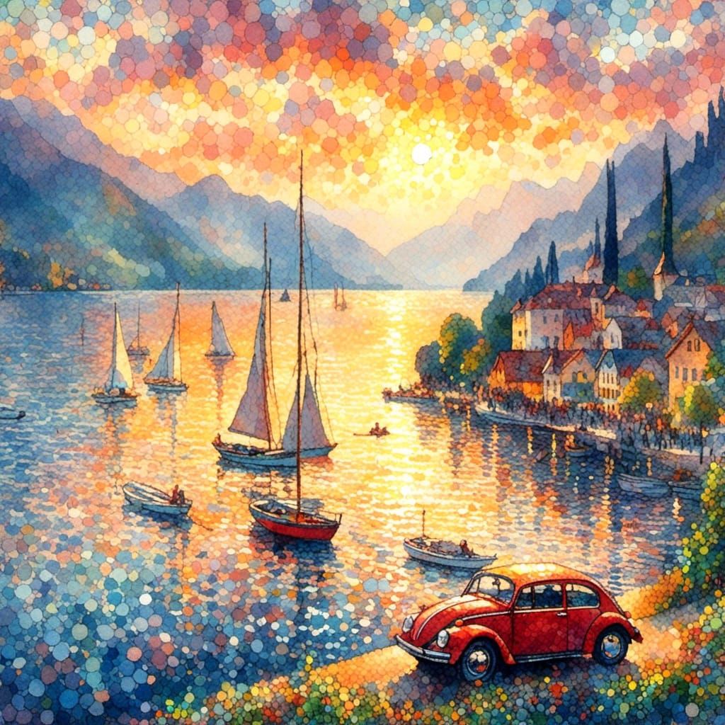 A picturesque sunset enveloping the serene beauty of the Tra...